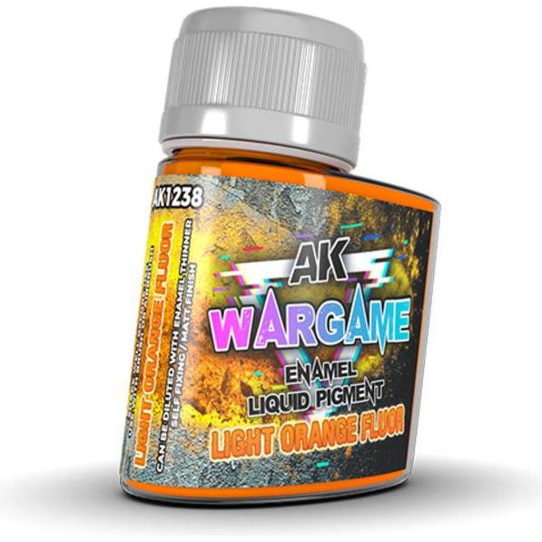 AK Interactive, Künstlerfarbe + Bastelfarbe, Pot de Pigments Liquide Enamel - Light Orange Fluor (35 ml) (35 ml)