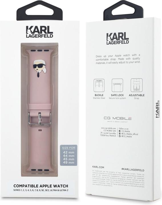 Actual product image Karl Lagerfeld Karl Head NFT Watch Strap for Apple Watch 42/44/45/46/49 Pink (Silicone)