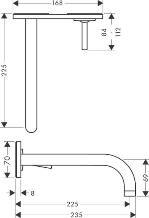 Produktbild Axor Uno Einhebel-Waschtischmischer Unterputz, Platte für Wandmontage, Ausladung 225mm