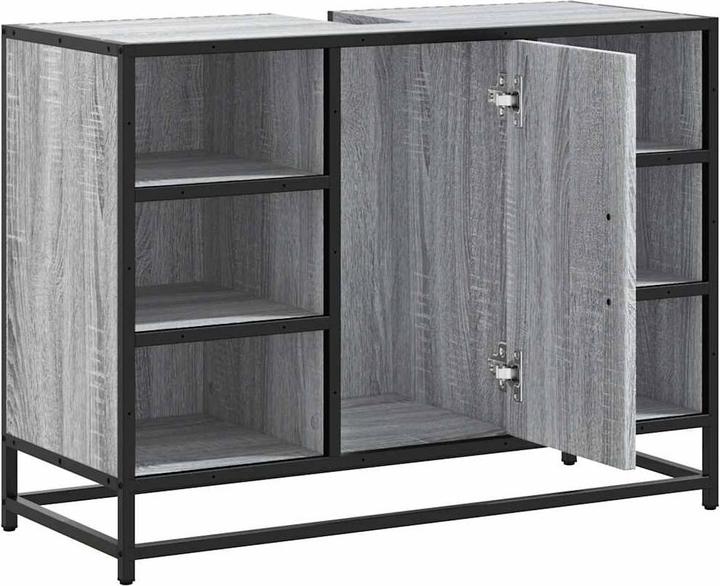 Produktbild vidaXL Waschbeckenunterschrank Grau Sonoma 80x33x60 cm Holzwerkstoff (80 x 33 x 60 cm)