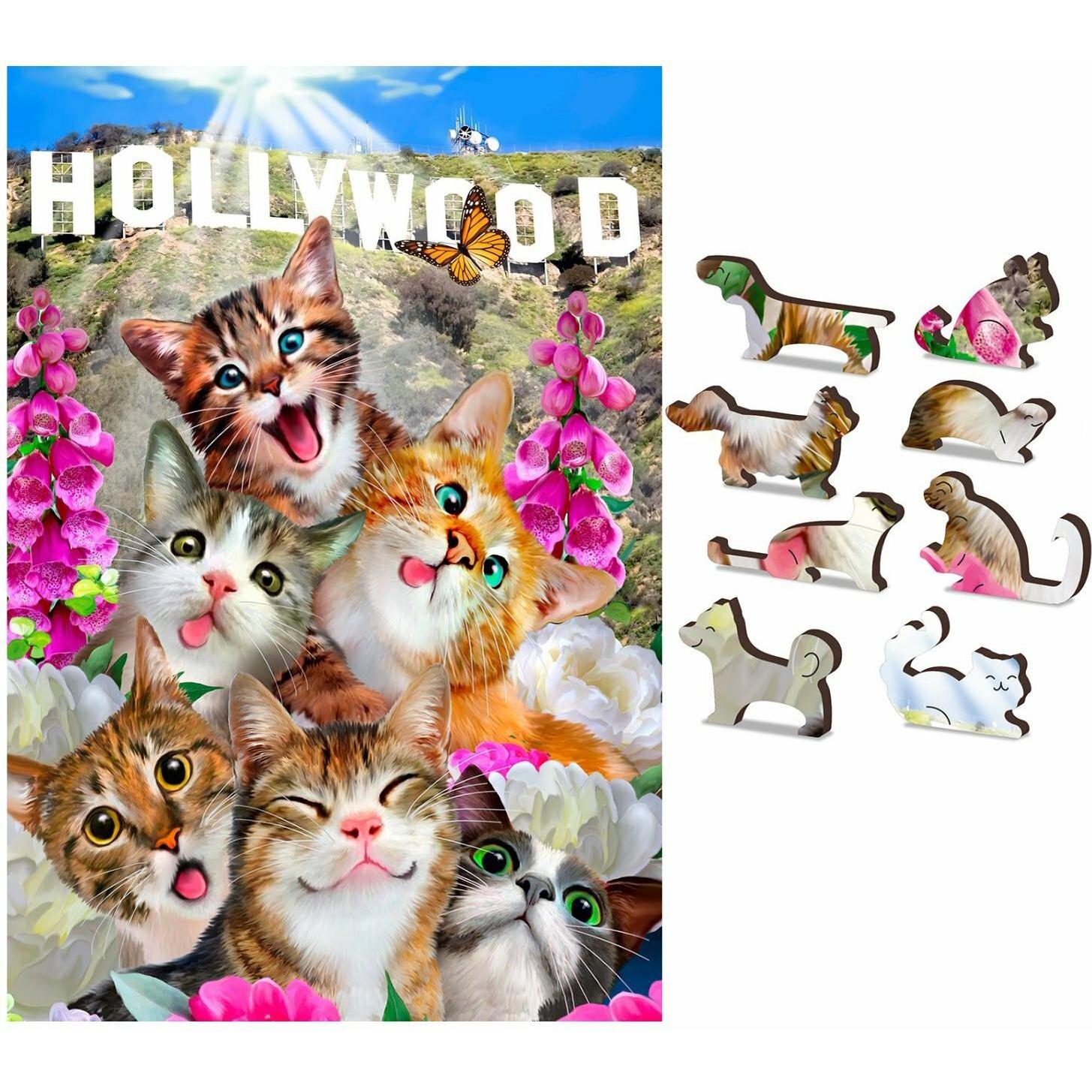 WoodenCity WOODEN CITY Holzpuzzle Kätzchen in Hollywood 2in1, 75 Teile ECO (75 Teile)