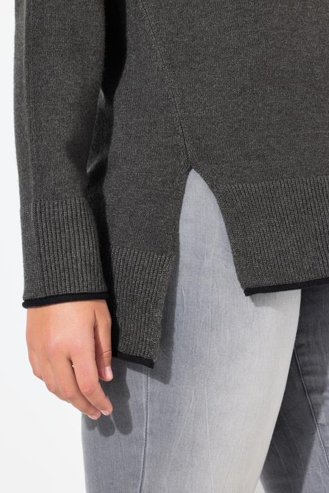 Produktbild Ulla Popken Pullover, Saumschlitze, U-Boot-Ausschnitt, Langarm (46, 48)