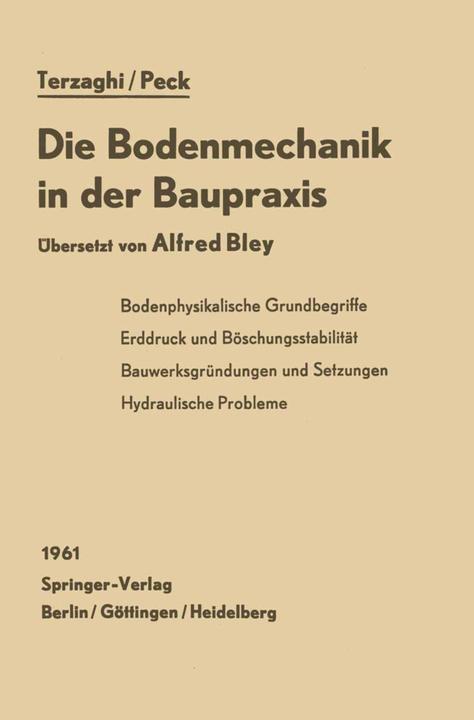 Produktbild Die Bodenmechanik in der Baupraxis (Deutsch, K. Terzaghi, R.B. Peck, 2012)