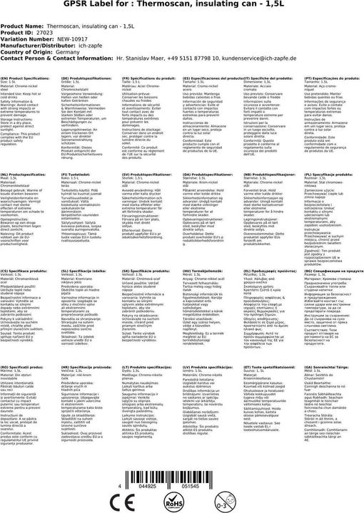 Produktbild Ich-zapfe Thermoskanne, Isolierkanne – 1,5L (1.50 l)