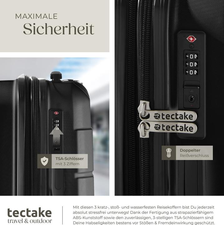 Image du produit tectake Set de valises rigides BRICE 3 pièces avec serrure à code (111 l)