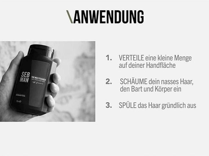 Actual product image Sebastian The Multitasker - Hair, Beard & Body Wash (250 ml, Liquid shampoo)