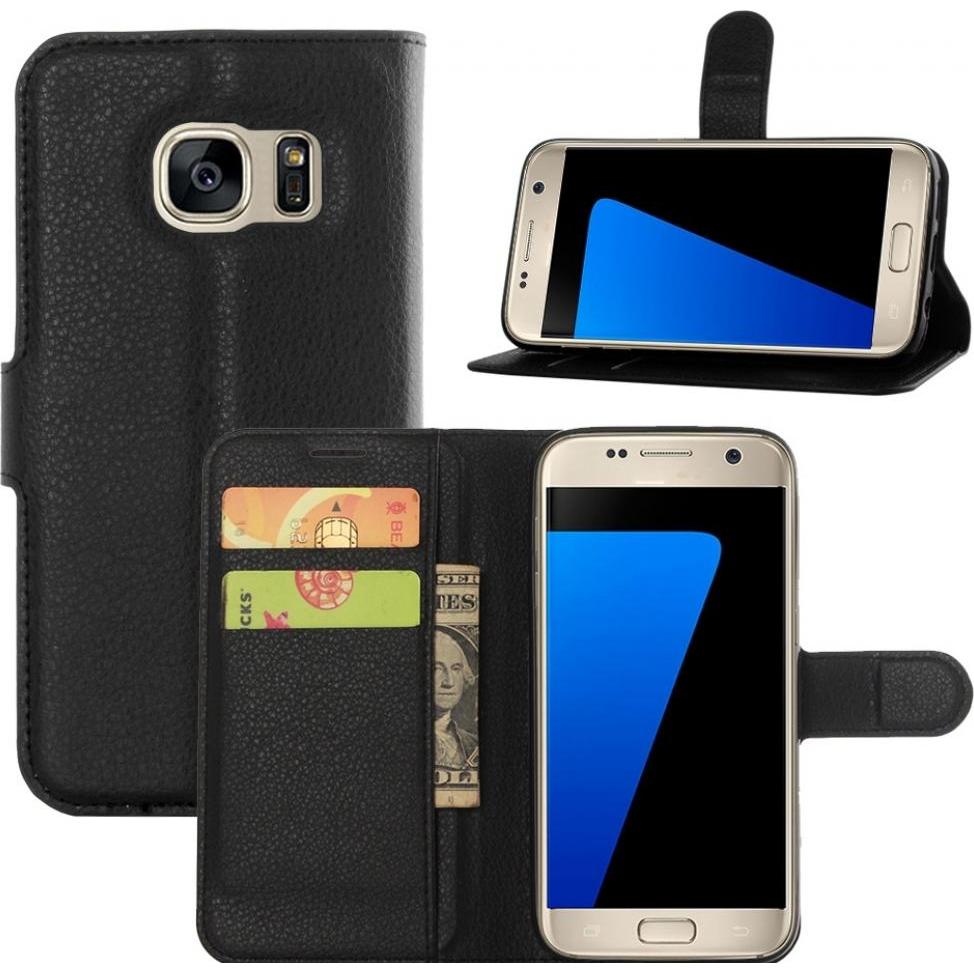 Screenguard Custodia in pelle per Samsung Galaxy S7 (Samsung Galaxy S7), Cover smartphone, Nero