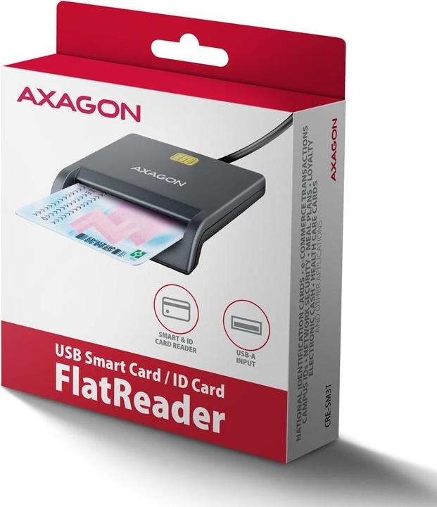 Immagine prodotto Axagon CRE-SM3T, USB-A FlatReader čtečka kontaktních karet Smart card (eObčanka), cavo (USB 2.0)