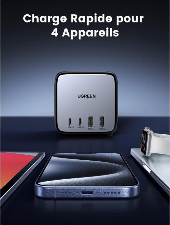 Image du produit Ugreen Cube CD268 (1x, CEE 7/4, USB-A, USB-C, 1.80 m)