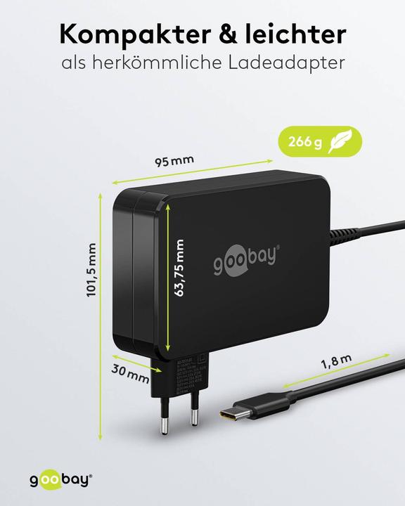 Produktbild Goobay USB-C-Ladegerät für Laptops 90 W schwarz (90 W)