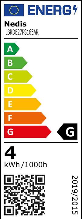 Label énergétique Nedis Ampoule LED à filament E27 PS165 3.5 W 120 lm 1800 K avec finition or ambre Retro Style 1 pièce (E27, 120 lm, 1x)