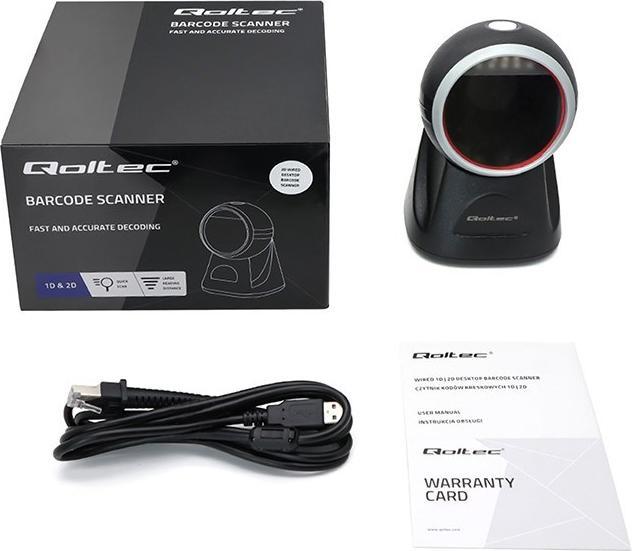 Produktbild Qoltec Desktop-Präzisionsleser 1D-Barcode- und QR-Scanner | 2D (1D-Barcodes)