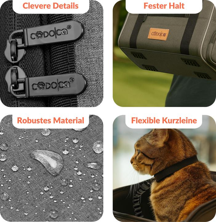 Produktbild Cadoca Haustiertragetasche (Katze, Reflektoren, Faltbar, Waschbar, Komplett zu öffnen)