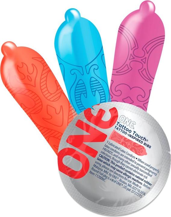 Actual product image One Tattoo Touch - Pattern embossed condoms from (12 pcs.)