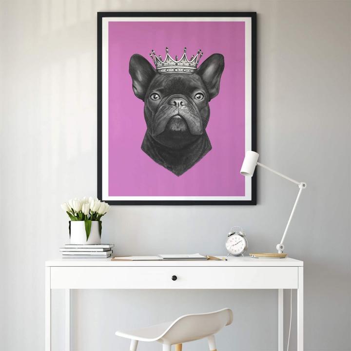 Immagine prodotto Trenddeko Re bulldog francese rosa (30 x 40 cm)