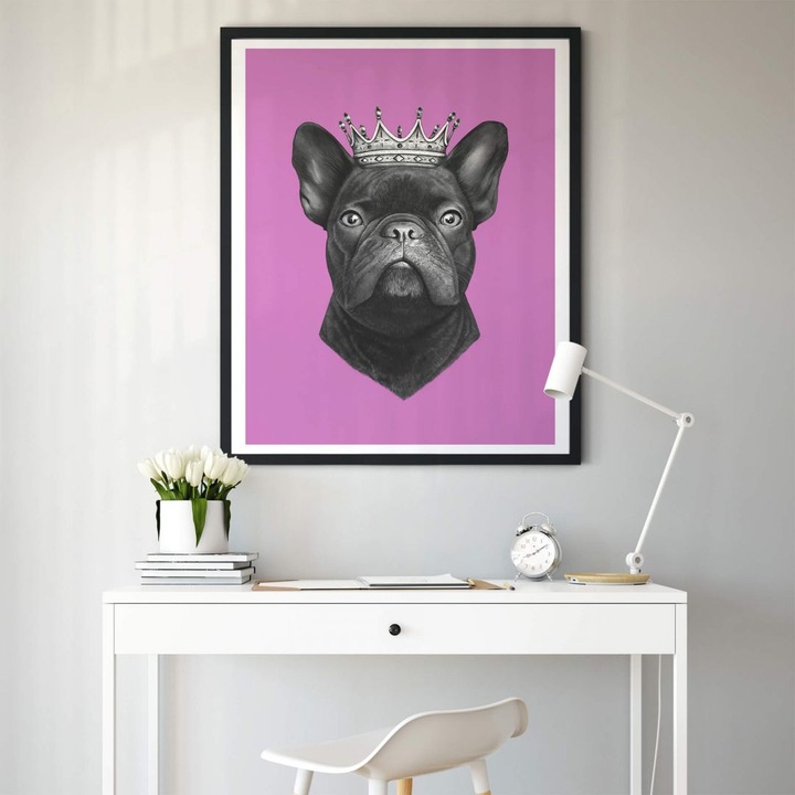 Image du produit Trenddeko King French Bulldog rose (30 x 40 cm)