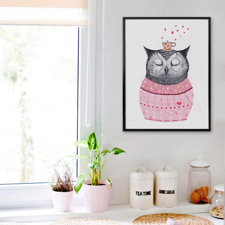 Immagine prodotto Trenddeko Gufo amante del caffè (24 x 30 cm)