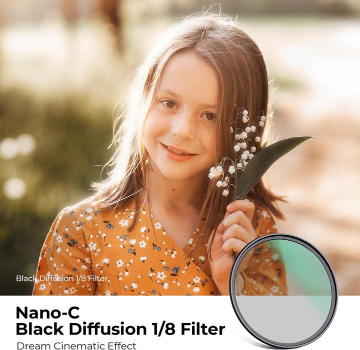 Produktbild K&F Concept 55MM Black Mist Filter 1/8,Ultra-thin 18 layer Green Coatings (C Series) (55 mm, Black Mist Filter)