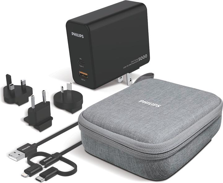 Philips Ttravel adapter and power bank (5000 mAh, 18.50 Wh)