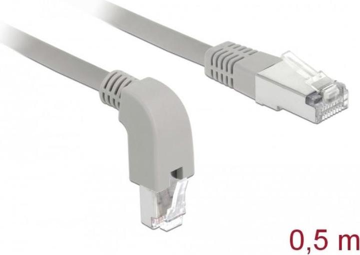 Actual product image Delock Patch cable RJ-45 (M) angled down to RJ-45 (M) straight (S/FTP, CAT6, 0.50 m)
