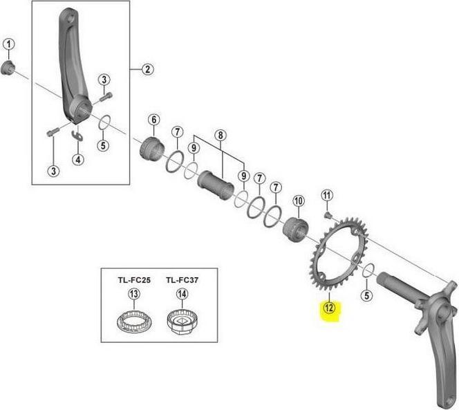 Actual product image Shimano Chainring GRX FC-RX810 48/31 48 teeth (48)