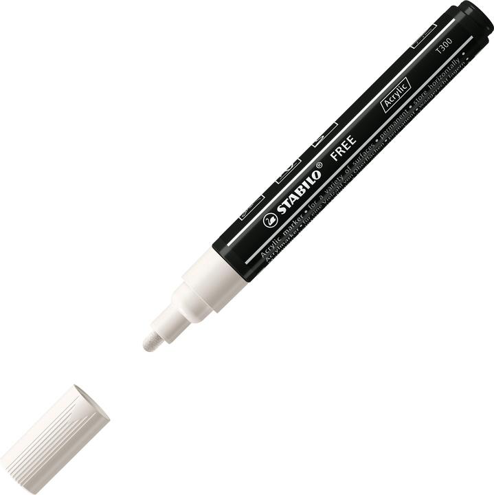 Actual product image STABILO Acrylic marker - FREE Acrylic - T300 bullet tip 2-3mm - single pen - white (White, 3 mm, 1 x)