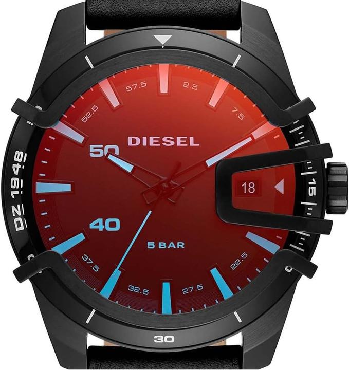 Immagine prodotto Diesel Orologio analogo con cinturino in pelle e datario, resistente all'acqua (Orologio da polso analogico, 46 mm)