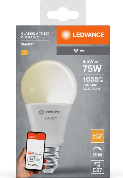 Image du produit Ledvance Smart+ Wifi Classic (E27, 9.50 W, 1055 lm, 1 x, E)