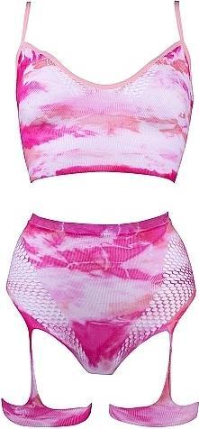 Produktbild Le Désir 2PC Tie Dye Bra Set with Garters & Dazzling Eye Contact Bl (One Size)