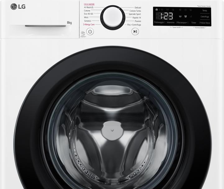 Produktbild LG F2R3S08NSWB Waschmaschine 8kg AI DD, Klasse A-10%, 1200 U/min, Dampf, AI Wash (8 kg, Links)