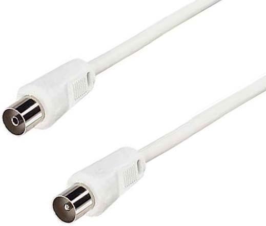 Produktbild E+P HFT 2. Anschluss 1: coax plug, Anschluss 2: coax jack. Kabellänge: 2,5 m, Produktfarbe: Weiss, Im (90 dB, Antennenkabel)