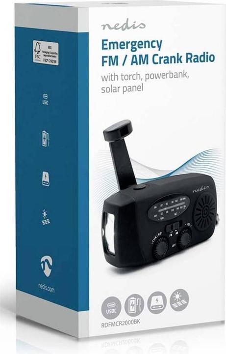 Productafbeelding Nedis Notfallradio | Tisch Ausführumg | AM / FM | Powerbank Funktion | Akkubetrieben / Handkurbel / (AM, FM)