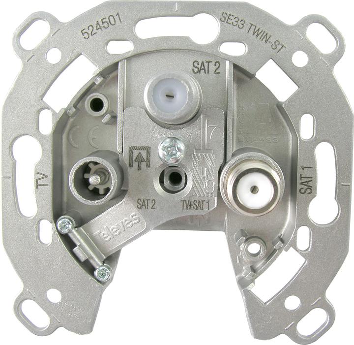 Image du produit Televes Prise d'antenne SE 33TWIN-ST SIMPLE 3 trous avec passage DC (SE33TWIN-ST) (Prise antenne)