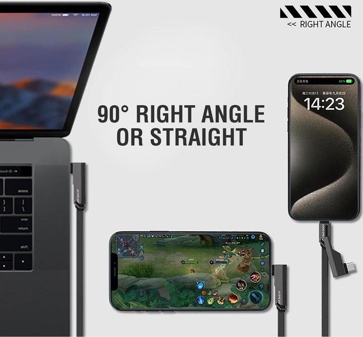 Produktbild 4smarts USB-C Kabel ComboCord Flat Right Angle (1.50 m, USB 2.0, 240 W)