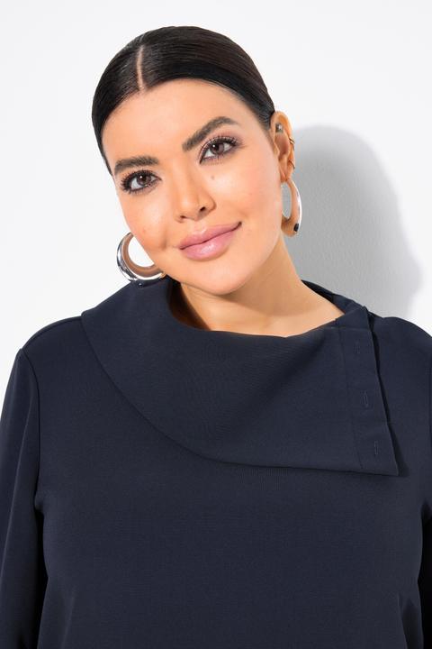 Immagine prodotto Ulla Popken Blusa di acetato con collo da camicia asimmetrico e maniche lunghe (42, 44)