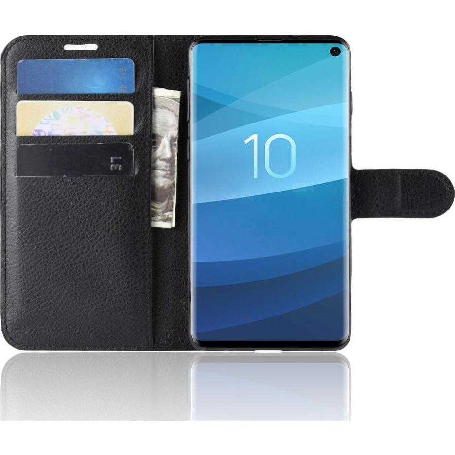 Thumbnail - Cover-Discount Leder Etui Hülle mit Kartenfächern (Samsung Galaxy S10), Smartphone Hülle, Schwarz