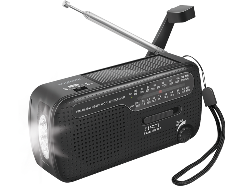 Immagine prodotto LogiLink Radio a manovella con dinamo (VHF, MW, KW)