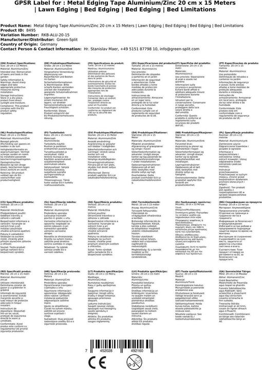 Produktbild Green Split Rasenkantenband Metall Alu/Zink 20 cm x 15 Meter (1500 cm)