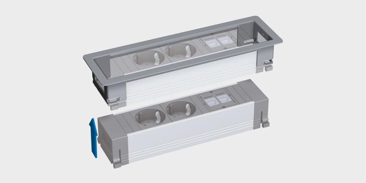Produktbild Bachmann Einbausteckerleiste POWER FRAME 2x T13, 1x USB-C, 2x Custom (2 x, Typ 13, 0.20 m)