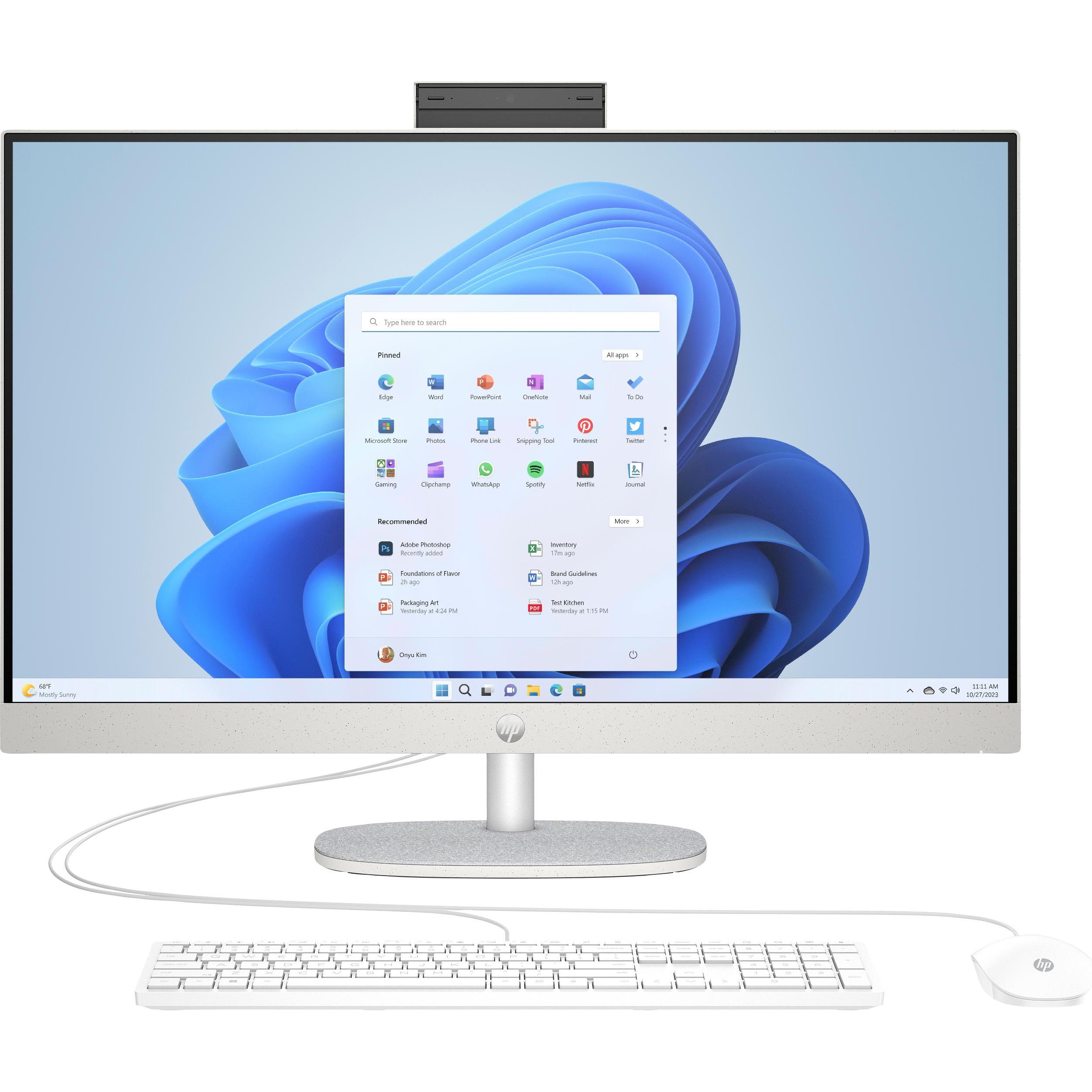 HP AiO 27-cr1001ng (Intel Core Ultra 7 155U, 16 GB, 512 GB, Intel Arc Graphics), PC, Weiss