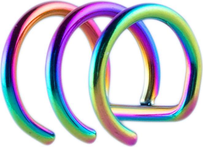 Image du produit Star Piercing Fake Ear Cuff farbig mit 3 Ringen (sans laiton, Acier chirurgical 316L)