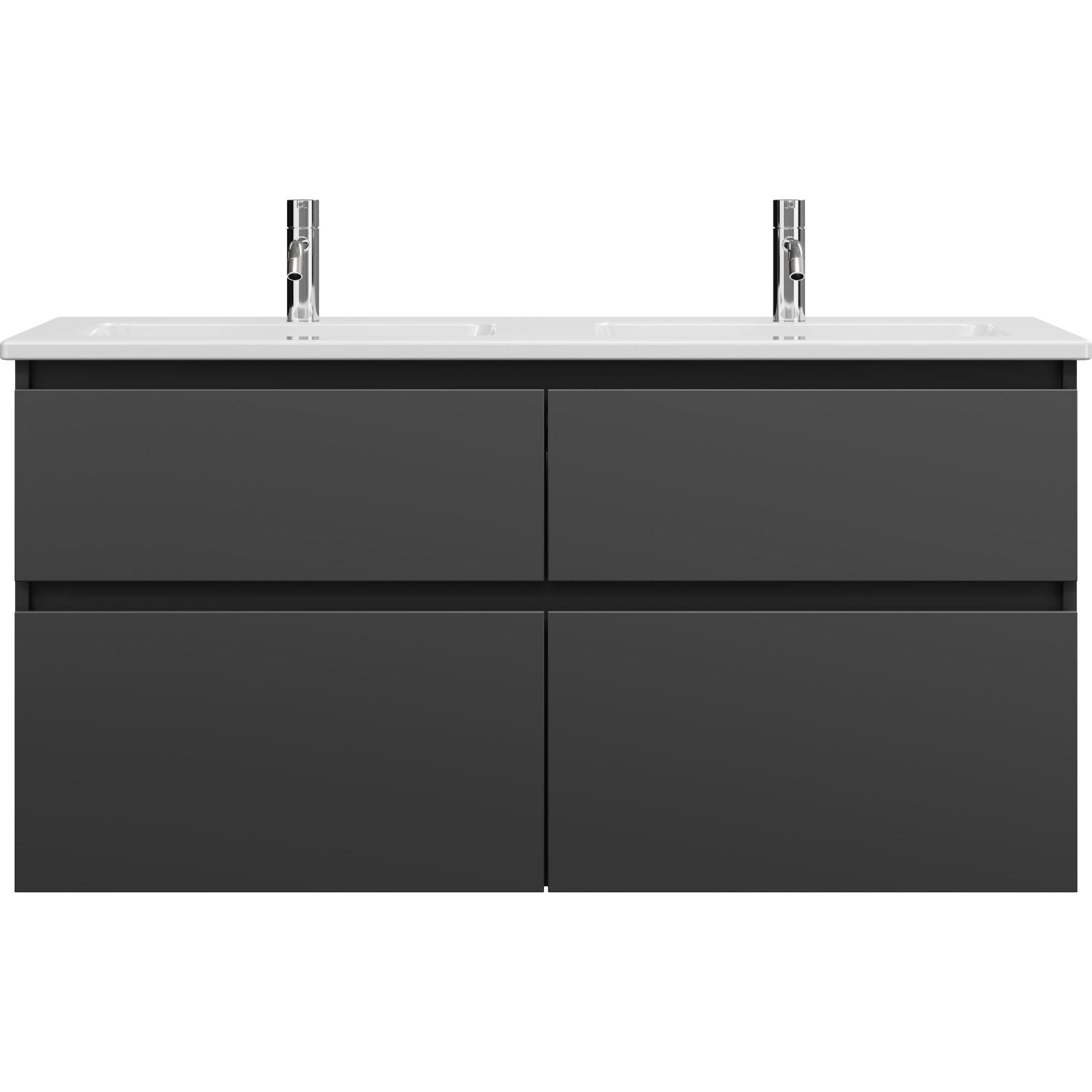 burgbad, Badmöbelset, Lin20 Keramik-Doppelwaschtisch Farbe Weiss Glänzend inklusive Waschtischunterschrank 4 Ausz