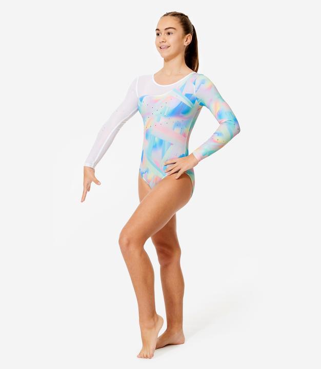 Produktbild Domyos Gymnastikanzug Turnanzug Mädchen langarm - weiss mit Strass (116, 122)