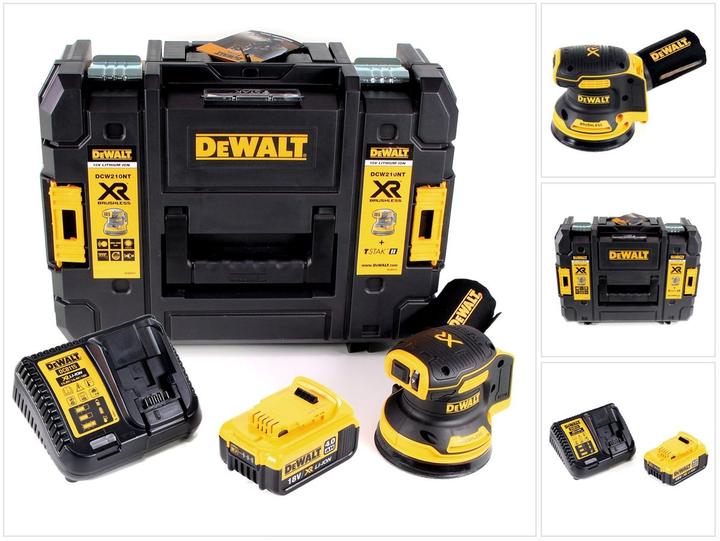 Produktbild DeWalt DCW 210 M1 Akku Exzenterschleifer Brushless 18V 12.000U/min 125mm + 1x Akku 4,0 Ah + 1x Schne (Exzenterschleifer)
