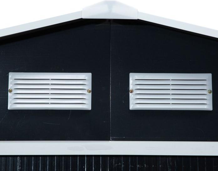 Immagine prodotto Swisshandel24 Capanno per attrezzi con fondamenta Capanno da giardino Capanno da giardino in metallo Grigio