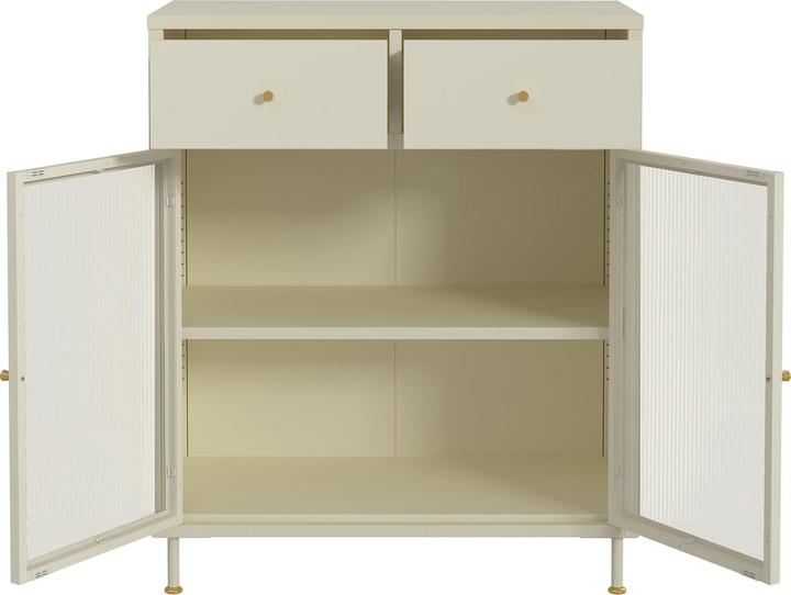 Image du produit En.Casa Sideboard Lindau Stahl 97x80x40 cm Cremeweiss (80 x 40 x 97 cm)