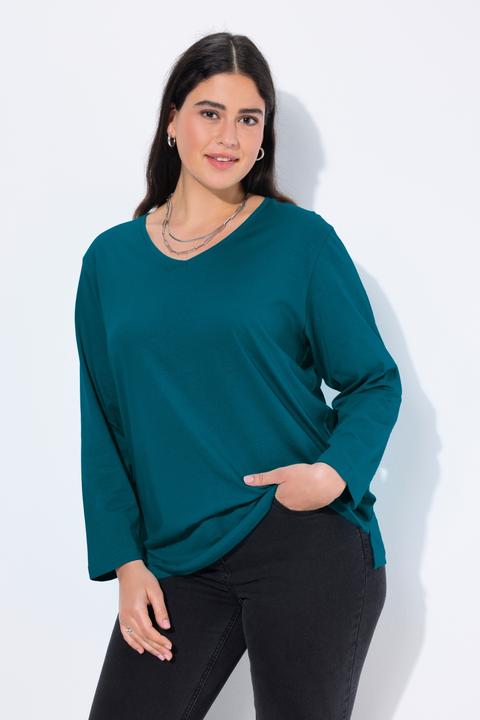 Produktbild Ulla Popken Shirt, V-Ausschnitt, Relaxed, Langarm (68)
