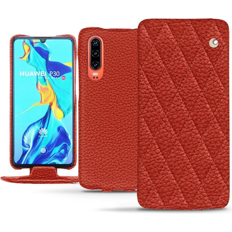 Noreve Lederschutzhülle vertikal (Huawei P30), Smartphone Hülle, Orange
