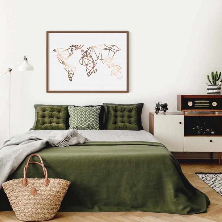 Produktbild Trenddeko Origami Weltkarte - Kupferoptik (80 x 60 cm)