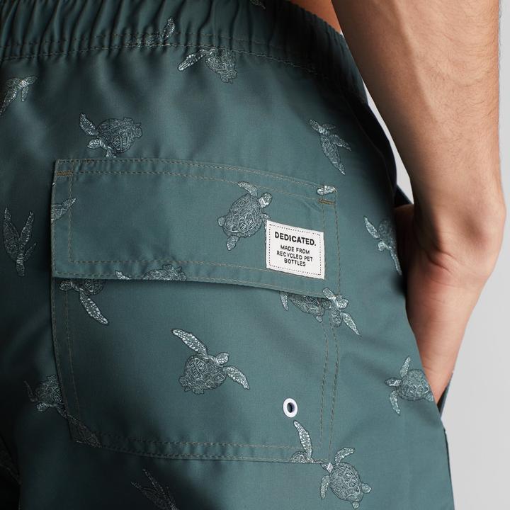 Actual product image Dedicated Swim Shorts Sandhamn Sea Turtles Forest Green S (S)